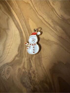 Holiday Snowman Charm - White and Red